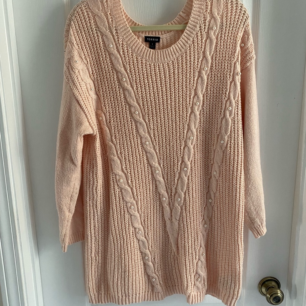 Beautiful blush Torrid Sweater with Pearls Size 1